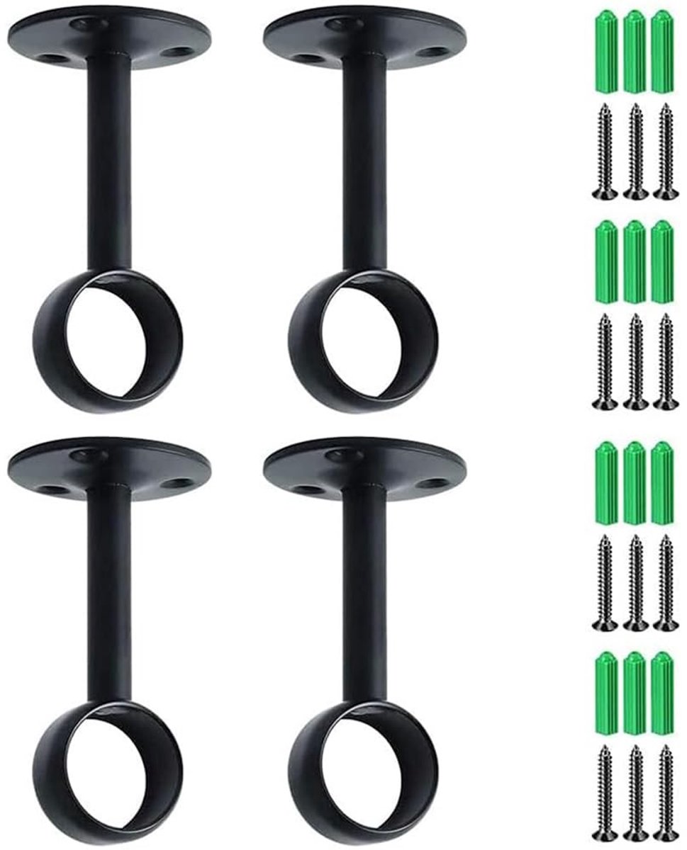 Dailygoods- Kledingstanghouder 4 Stuks - Gordijnroedehouder - Steunbeugel - Roestvrij Staal - Voor 25 mm Stangen - Hoog Draagvermogen - Gordijnhouder