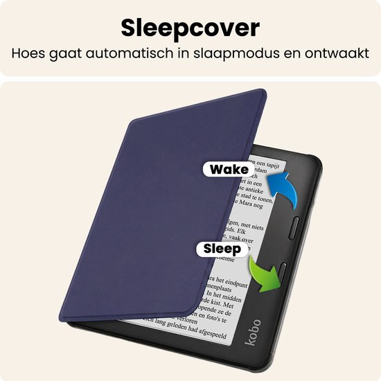 Hoesje Geschikt voor Kobo Libra 2 Hoes Book Case - Hoes Geschikt voor Kobo Libra 2 Hoesje Book Cover - Donkerblauw van Hoesje  — afbeelding 3