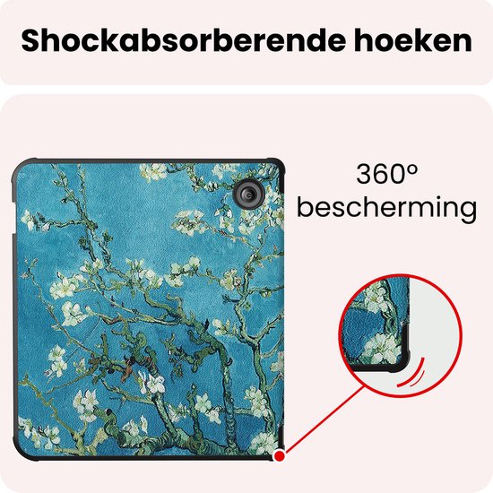 Hoes Geschikt voor Kobo Libra 2 Hoesje Bookcase Cover Book Case Hoes Sleepcover - Bloesem — afbeelding 4