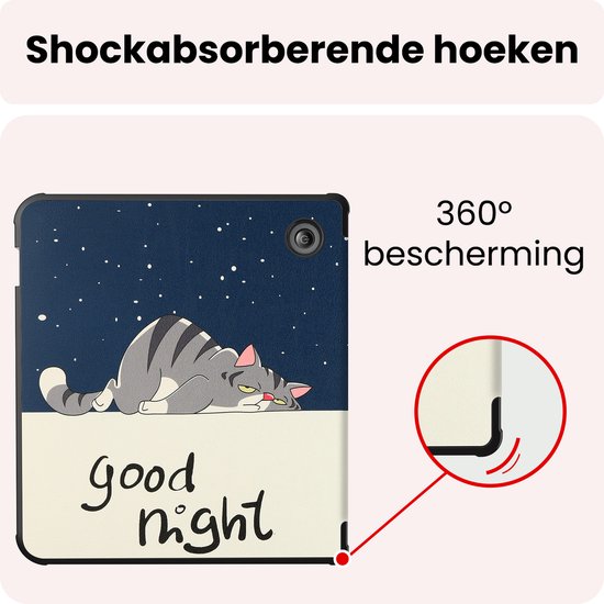 Hoes Geschikt voor Kobo Libra 2 Hoesje Bookcase Cover Book Case Hoes Sleepcover - Kat — afbeelding 4