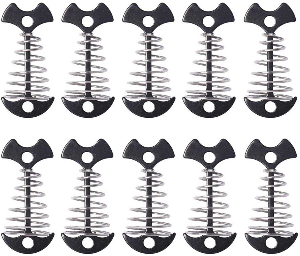 Dailygoods- Dekpinnen 10 Stuks - Tentharingen - Visgraat Dek Ankerpinnen - Kamperen/Wandelen - Outdoor Activiteit - Intrekbaar Veerontwerp - Tentstokken