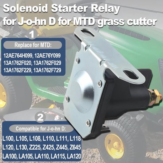 Dailygoods- Startrelais Vervanging voor MTD/John Deere/Cub Cadet - 12 V Magneetschakelaar - Grasmaaier - Gazontractor - Compatibel met diverse modellen — afbeelding 5