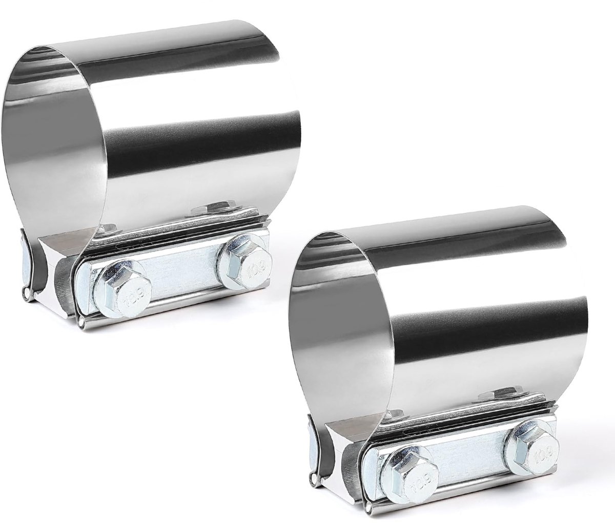 Dailygoods - LALAGO 2 stuks dubbele klemklem voor uitlaatpotaansluitingen, Ø 56 mm universele dubbele uitlaatklem, klemklem voor uitlaatpijp (Ø 56 mm/L: 76,2 mm)