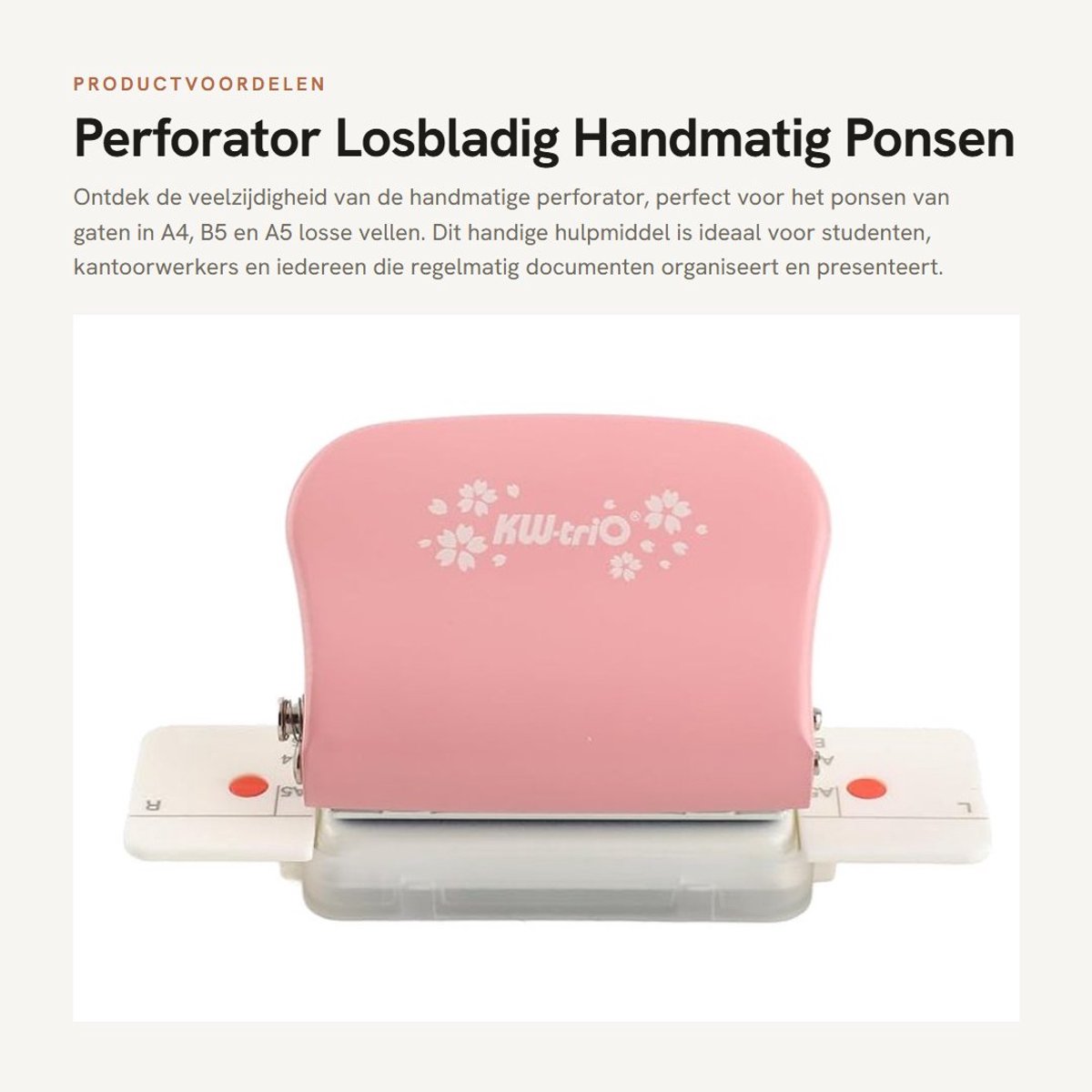 Dailygoods - Perforator Losbladig - Handmatig Ponsen - Geschikt voor A4 B5 A5 - 30-Gaats - Ideaal voor Rapporten en Mappen
