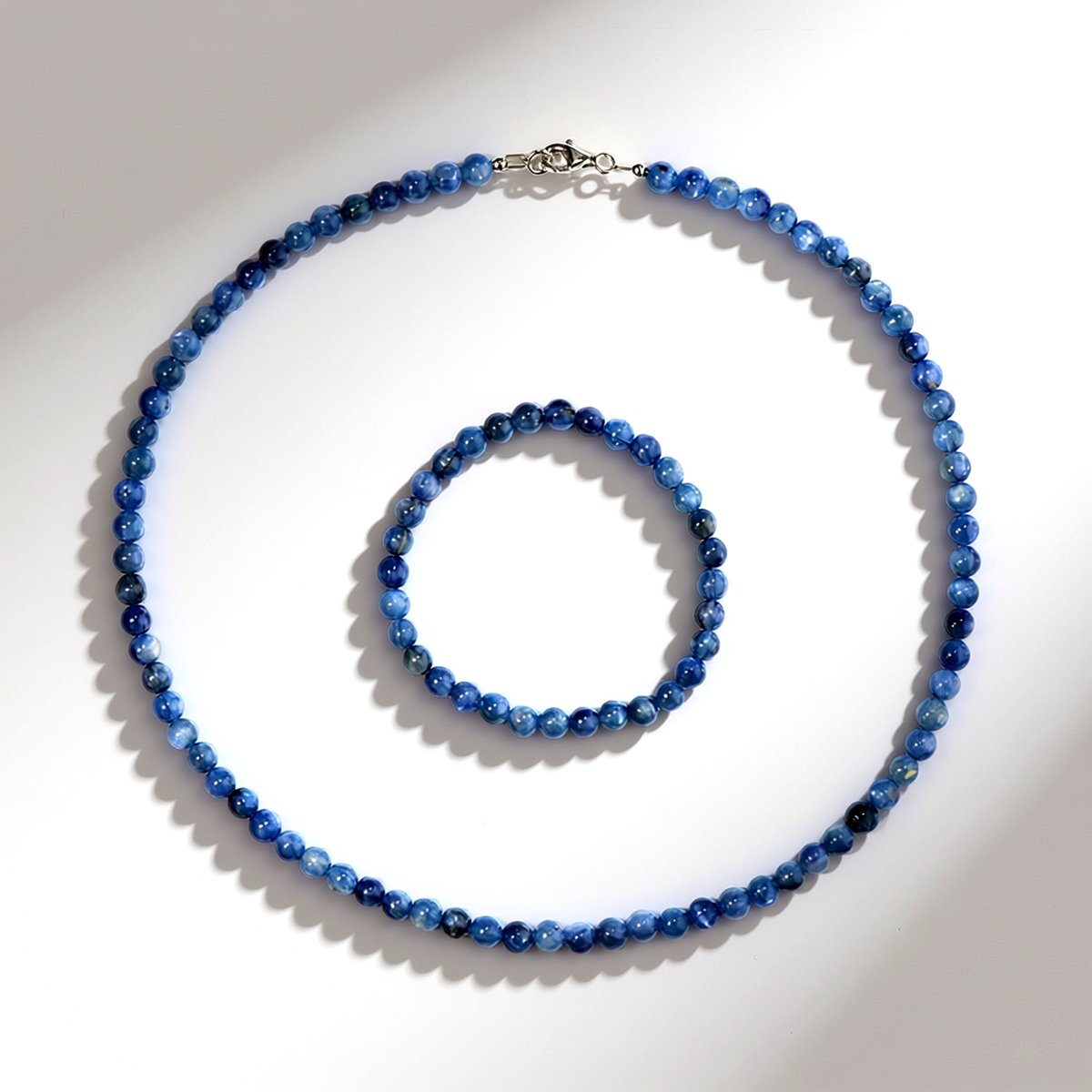 Cavill - Zilveren Sieradenset - 925 Sterling Zilver Gerhodineerd - Nepal Blauwe Kyaniet 1.69 ct - Ketting 45cm & Armband 18cm