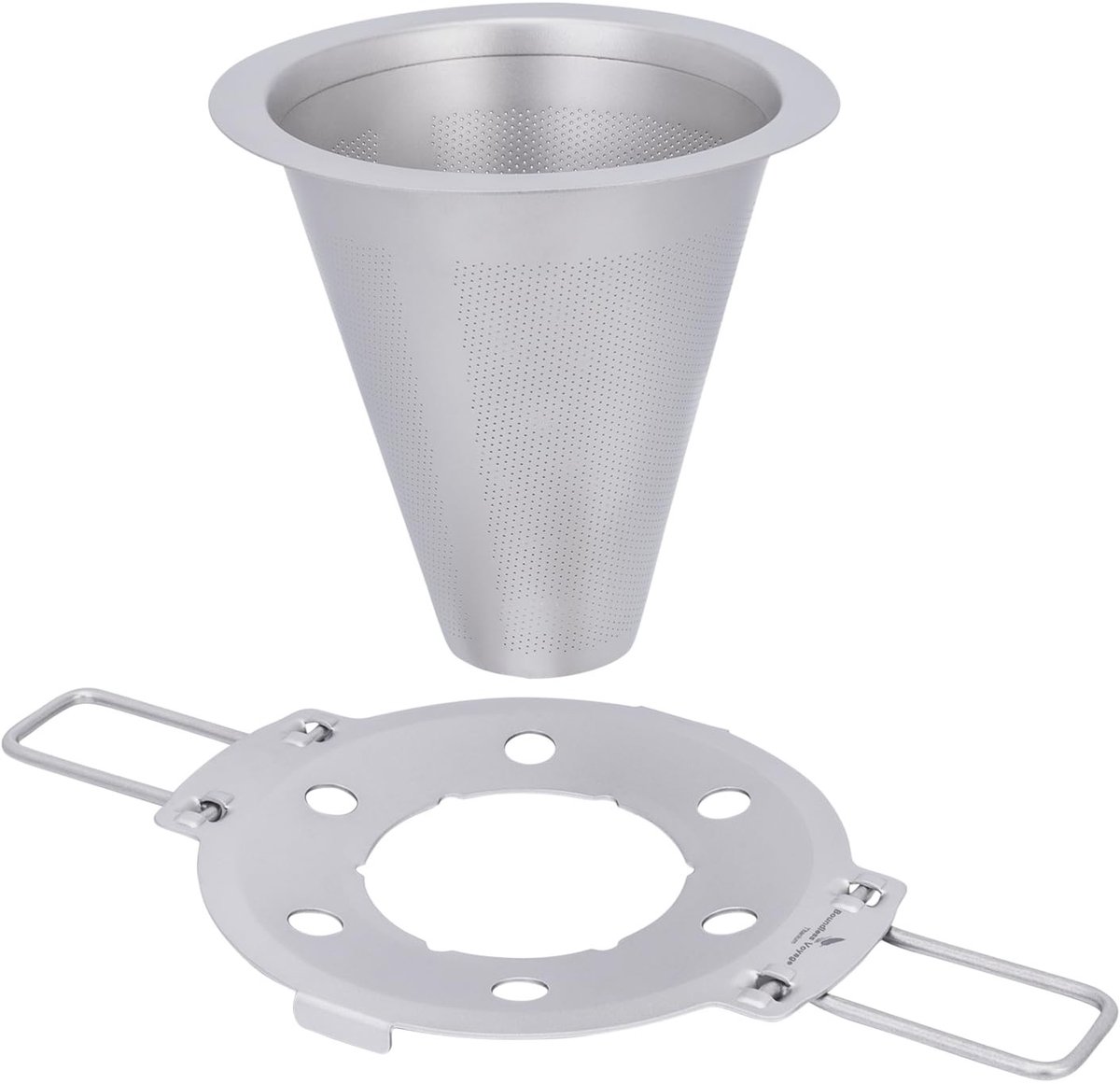 Dailygoods - iBasingo TA1 Titanium giet over koffiefilter - 0,1 mm ultrafijn gaas, opvouwbare houder, papierloos herbruikbaar voor UK camping/kantoor/thuis, past op 4-12,5 cm mokken | Ti6004P