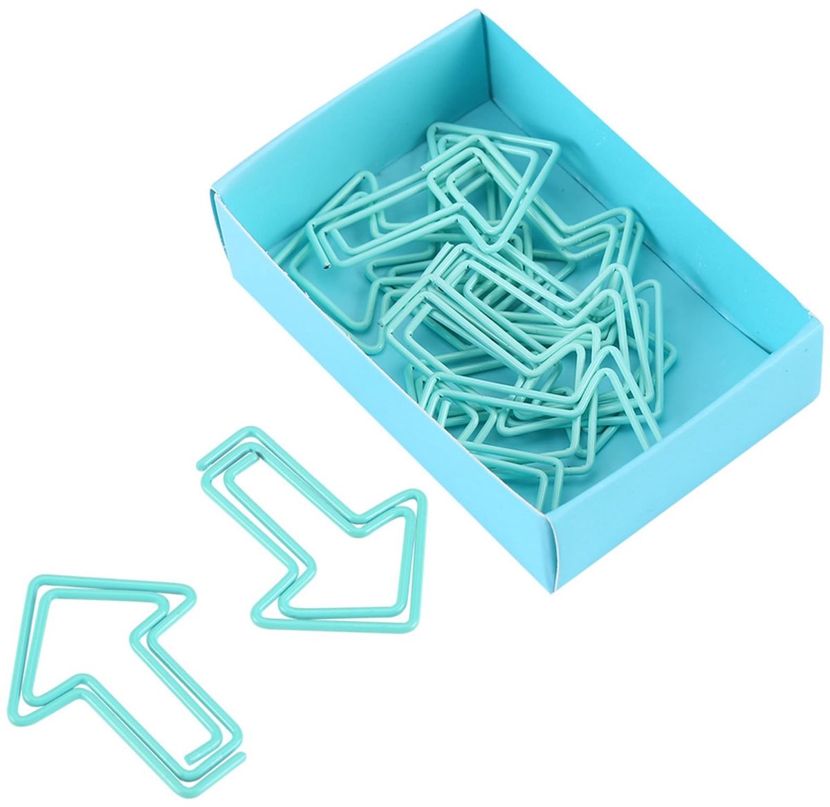 Dailygoods - Watris Veiyi 12 stuks pijlen paperclips, pijlvorm, metalen bladwijzerklem, lichtblauw 3,3 cm x 2,5 cm nietjes voor het markeren en organiseren van documenten