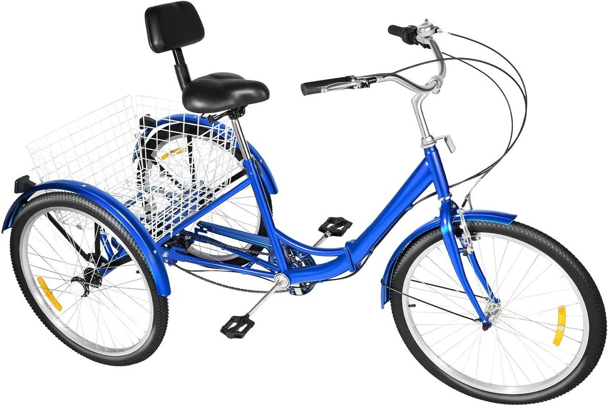 Opvouwbare driewieler - Volwassen fiets - Boodschappen doen - Grote mand - 24 inch - Blauw
