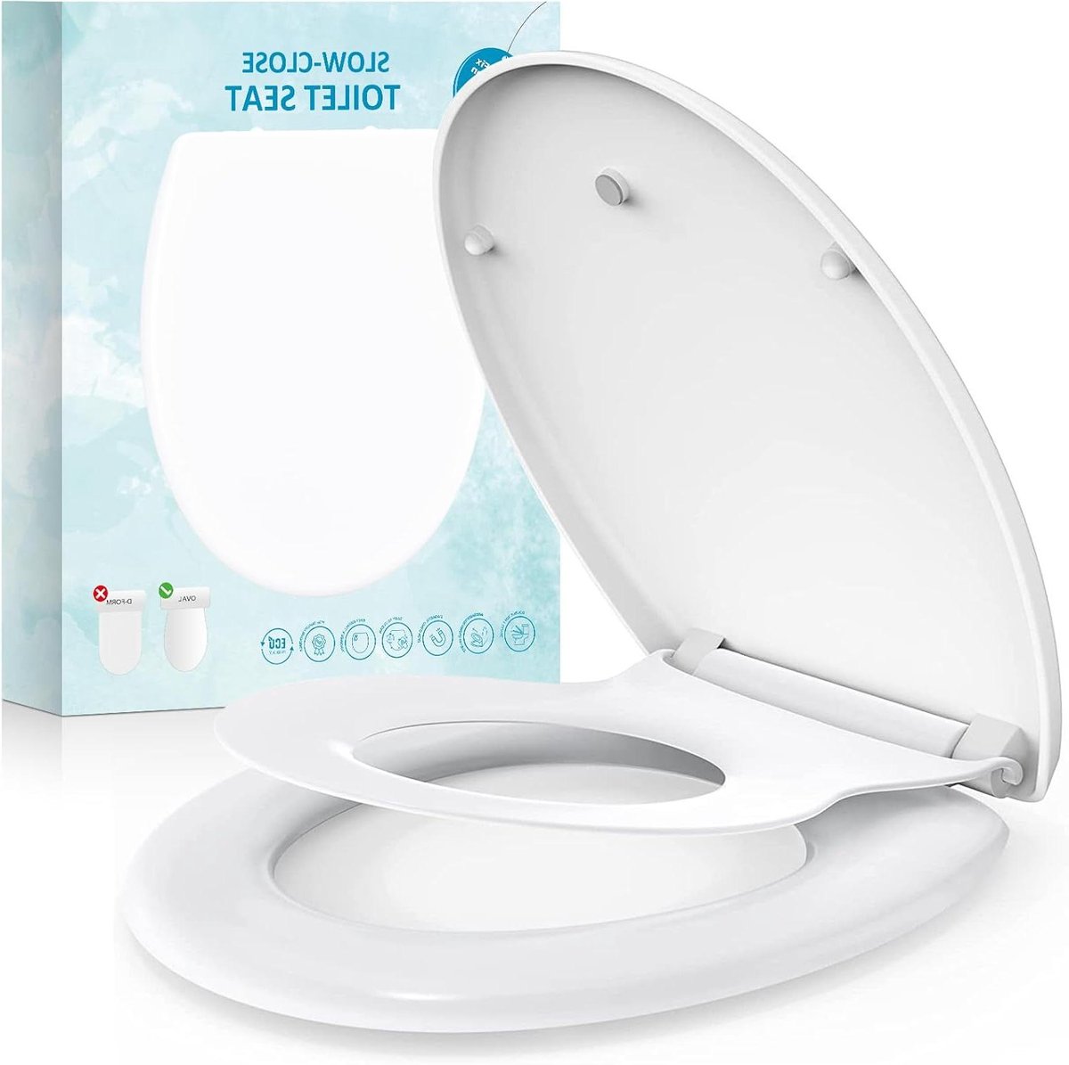Toiletbril Gezinnen - O-vorm Zitting - Hygiënisch Werken - Gedempte Sluiting - 449 x 381 cm - Wit