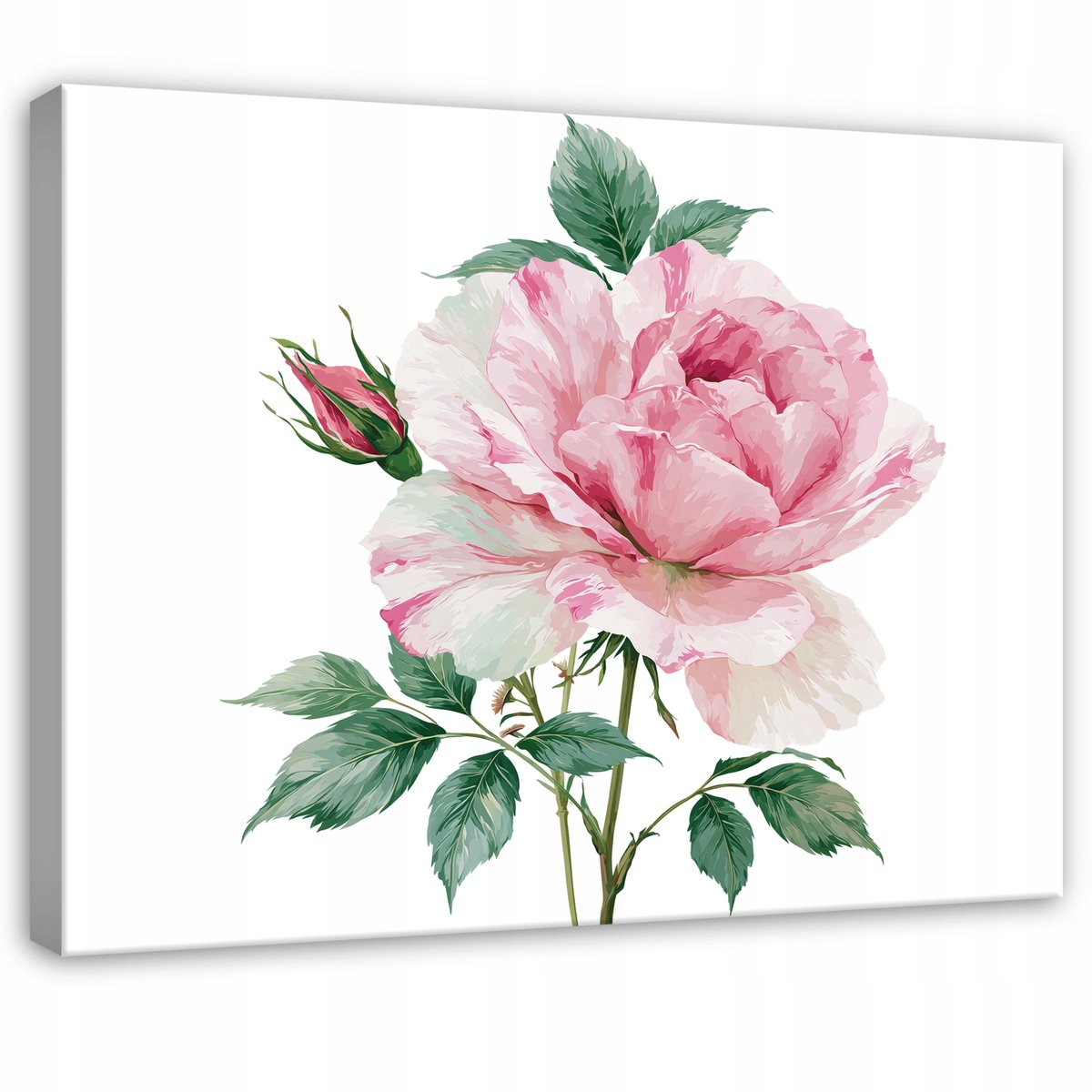 WALLARENA - Schilderij op canvas 90x60 cm - canvas schilderij - roze en witte roos - voor slaapkamer en woonkamer - op doek