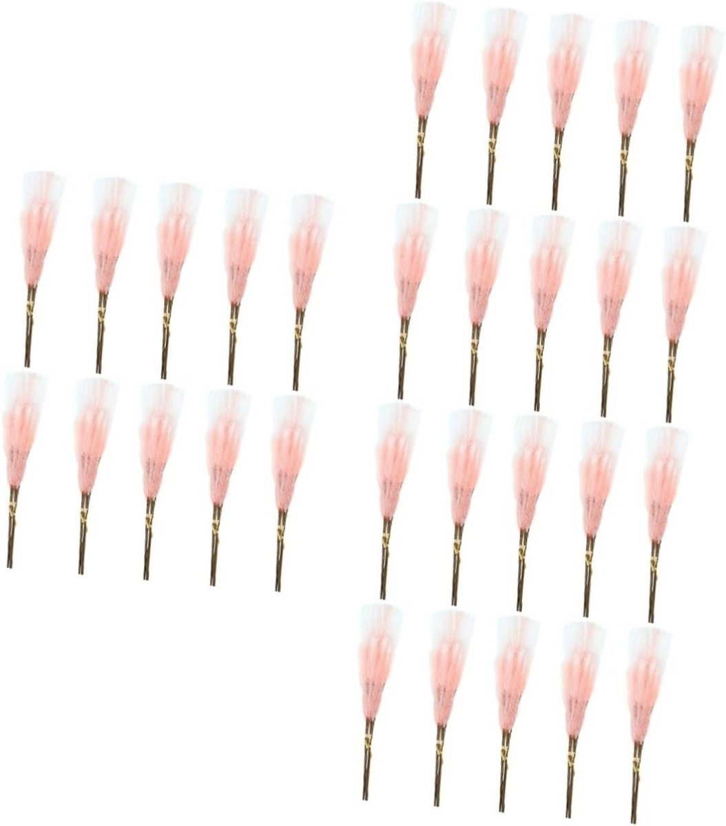 Gedroogd Gras Boeket - Kunstbloemen Riet - Huis Decoratie - Natuurlijke Sfeer - 30 Stuks - Roze