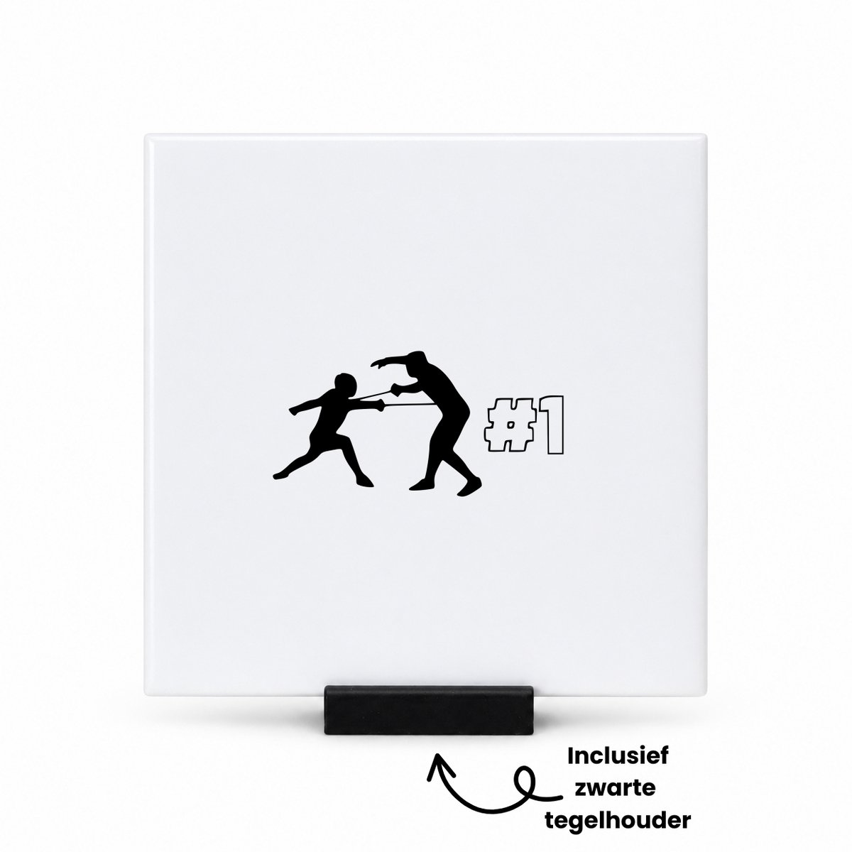 Hacebo Schermen tegeltje met tegelhouder - Sport - Familie vrienden - tegeltjes met tekst - Cadeau - spreuktegels - 10.8x10.8 CM Wit