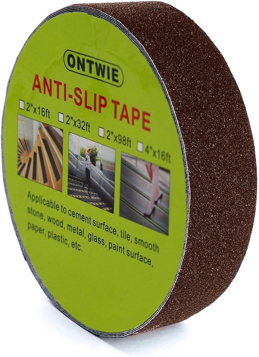 SnelShoppen - Anti-slip Tape Bruin 2.5 cm x 10 m - Non-Slip Tape voor Trappen, Veiligheid, Stappen, Binnen, Buiten, Slijtvast, Gemakkelijk aan te Bren