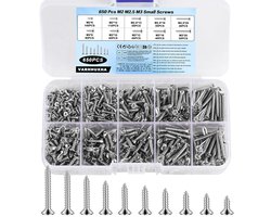 - Zelftappende schroeven set 650 stuks M2 M2.5 M3 voor hout - Phillips kop - Houten plaat schroeven assortiment voor reparaties aan huis
