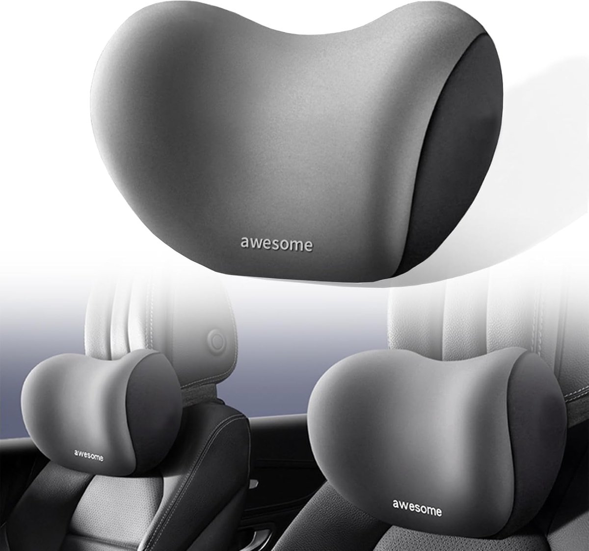 SnelShoppen - Car Neck Pillow Memory Foam Hoofdkussen Auto Hoofsteun met Verstelbare Bandjes Afneembaar Ademend Kussen voor Rijden, Gaming, Kantoor (G