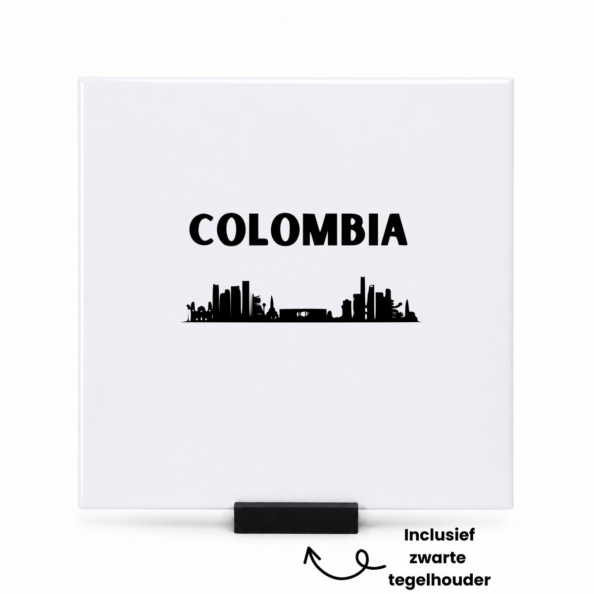 Hacebo Colombia tegeltje met tegelhouder - Piloot - Colombia cadeau - tegeltjes met tekst - beste land - Leuk cadeau voor je Vriend om te geven - spreuktegels - 15x15 CM Wit
