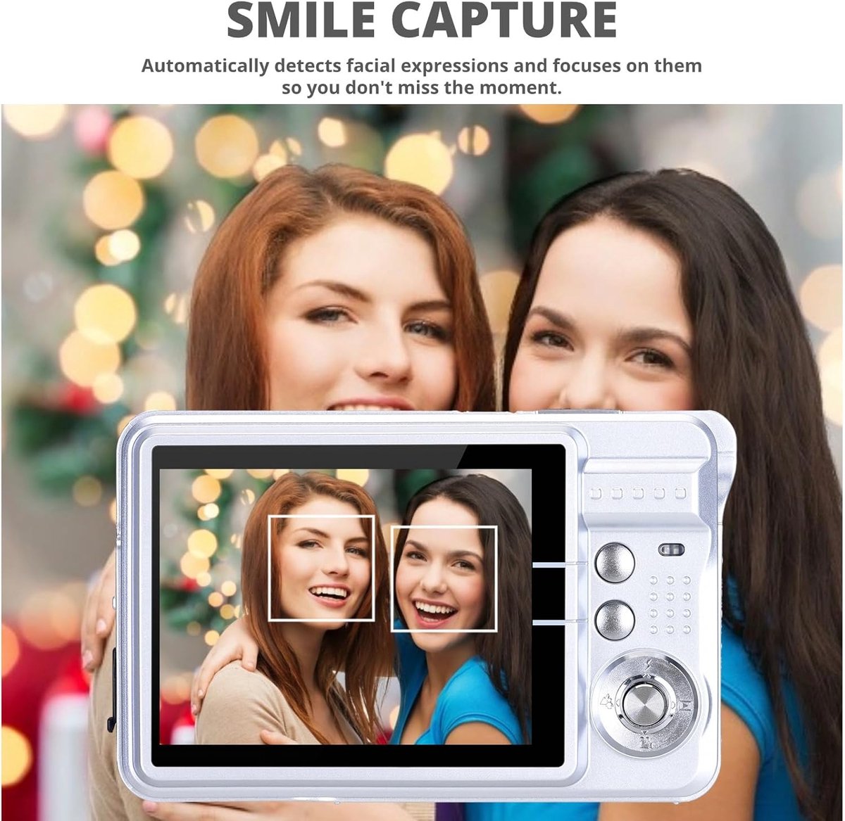 SnelShoppen - Digitale Camera voor Tieners, 4K 48 MP Ultra HD Point and Shoot Camera met 8x Digitale Zoom, Oplaadbare Compacte Vlogging Camera in Blau thumbnail 6