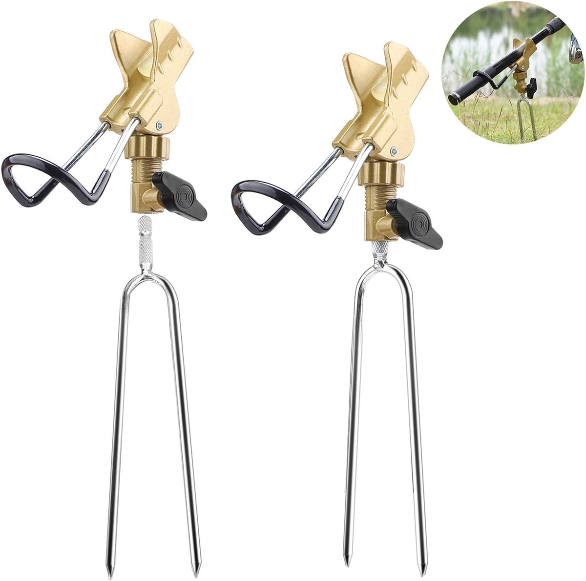 SnelShoppen - DBREAKS Rod Holder - RVS Hengelsteun - Duurzaam en Sterk - Eenvoudige Montage - Rubber U-vormige Bevestiging - Ideaal voor Vissen, Campi