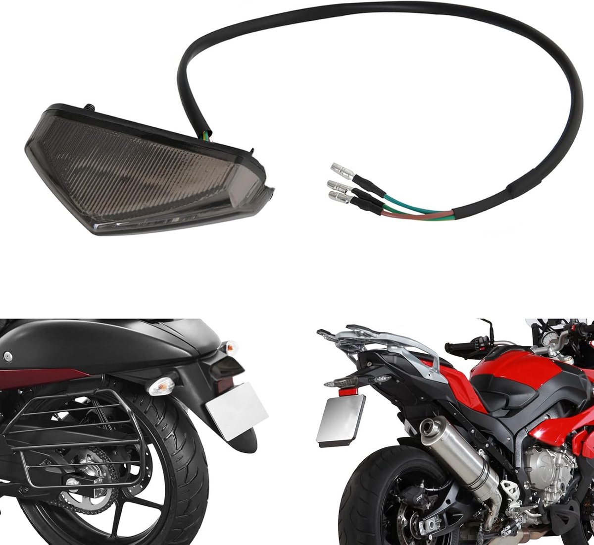 SnelShoppen - Motorcycle Tail Light 12V 9 LED E-Approved Brake Light Achterlicht Motorfiets ATV Dirt Bike Scooter - Hoogwaardige ABS Plastic