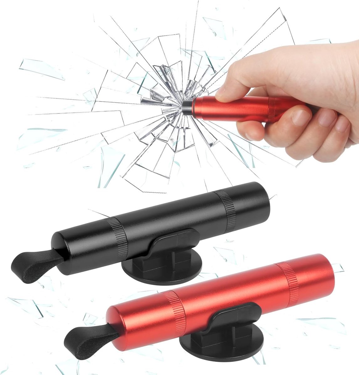 SnelShoppen - 2 Pcs Auto Noodhamer met Gordelsnijder, Multifunctionele Veiligheids hammer, Draagbare Ramenbreker, Rood, Auto Reductie Tools voor Noods