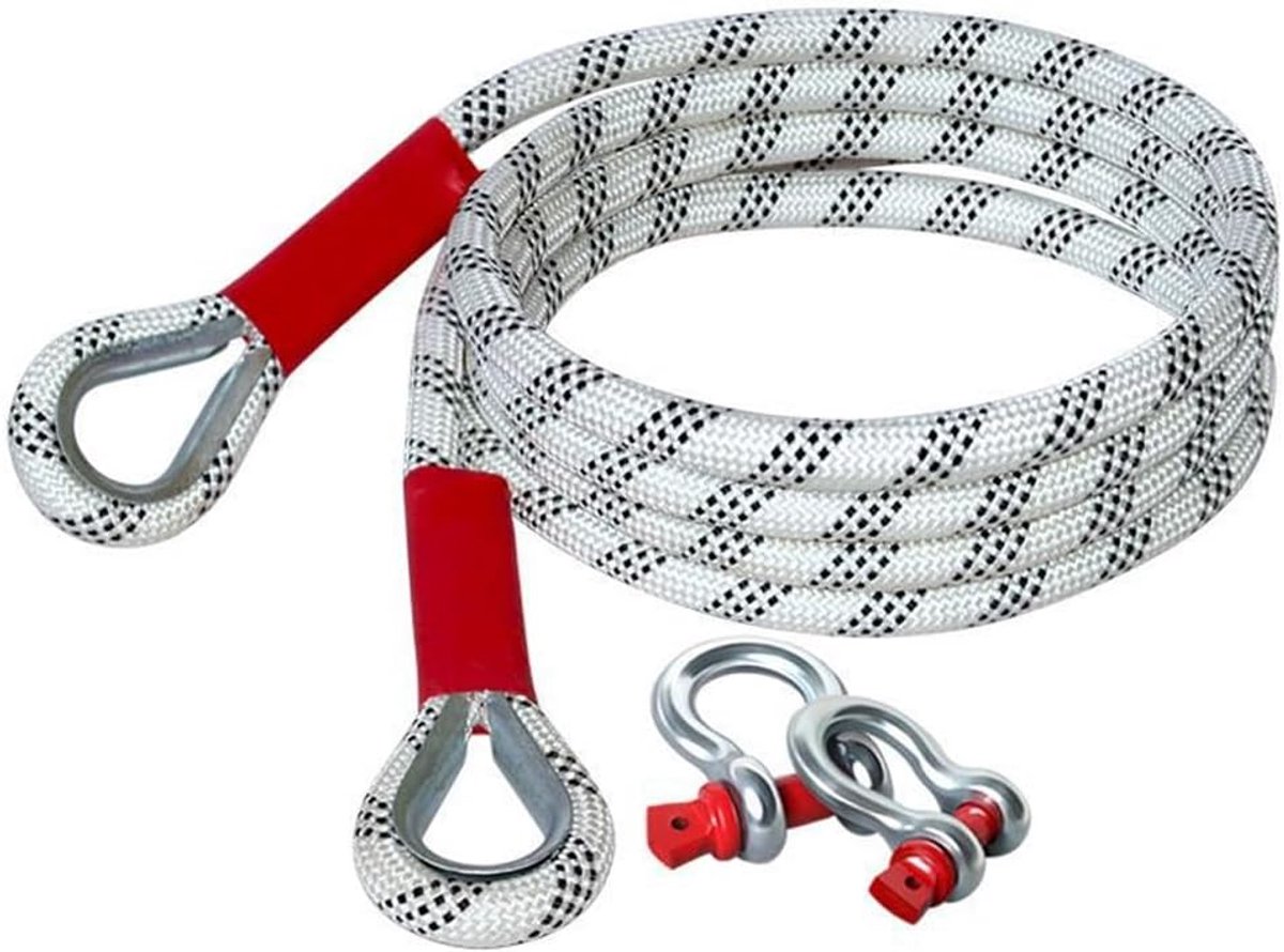 SnelShoppen - Kinetic Recovery Tow Rope 1 Inch x 16 Feet Heavy Duty 11000 lbs - Nylon Sleepkabel met 2 Ring Clasps voor 4WD SUV ATV UTV