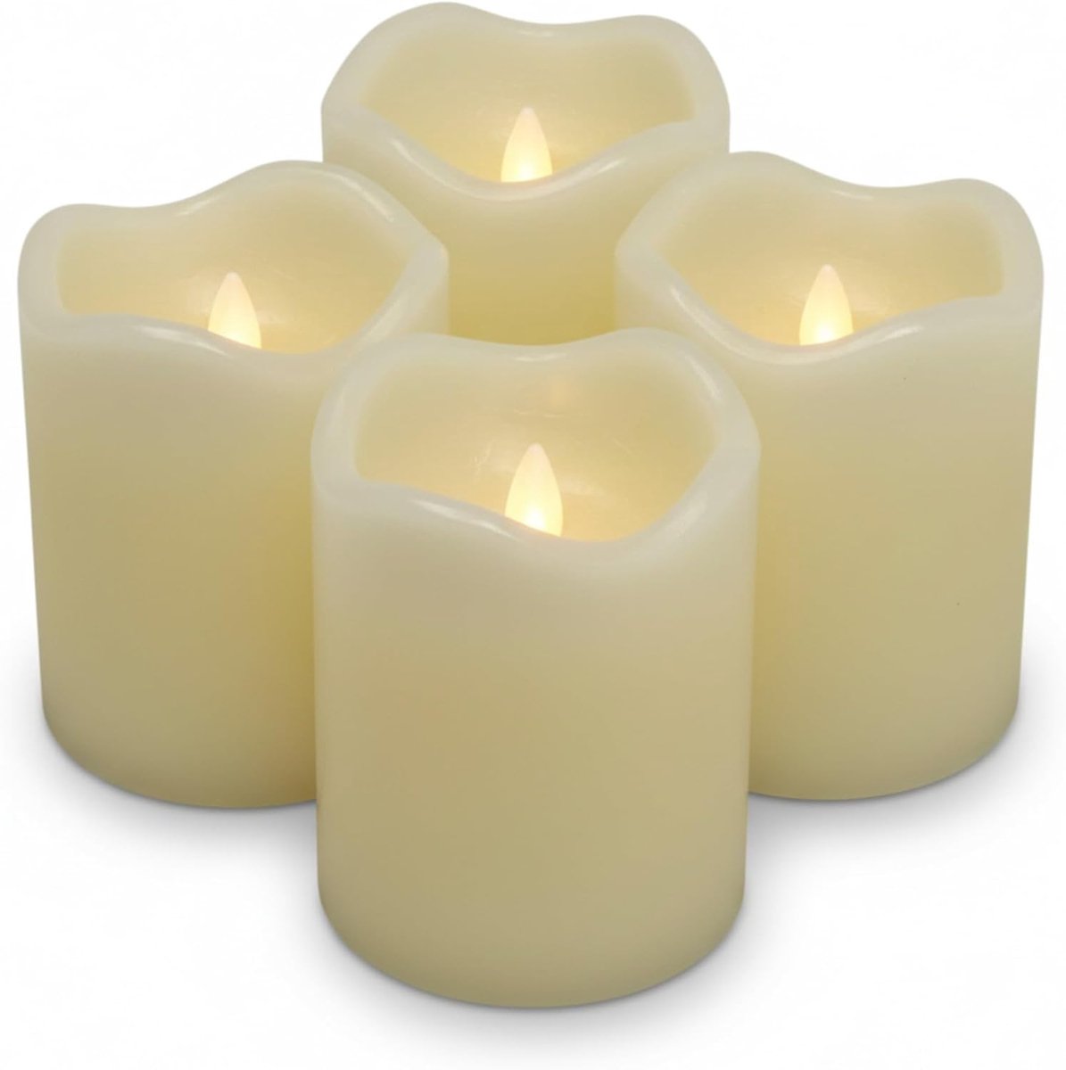 SnelShoppen - 4 x LED Kaarsen Crème 7 x 9 cm - Vlamloze Echt Was Kaarsen met Flickerende Vlam en Timer - Decoratieve Kaarsen voor Advent, Feest en Thu