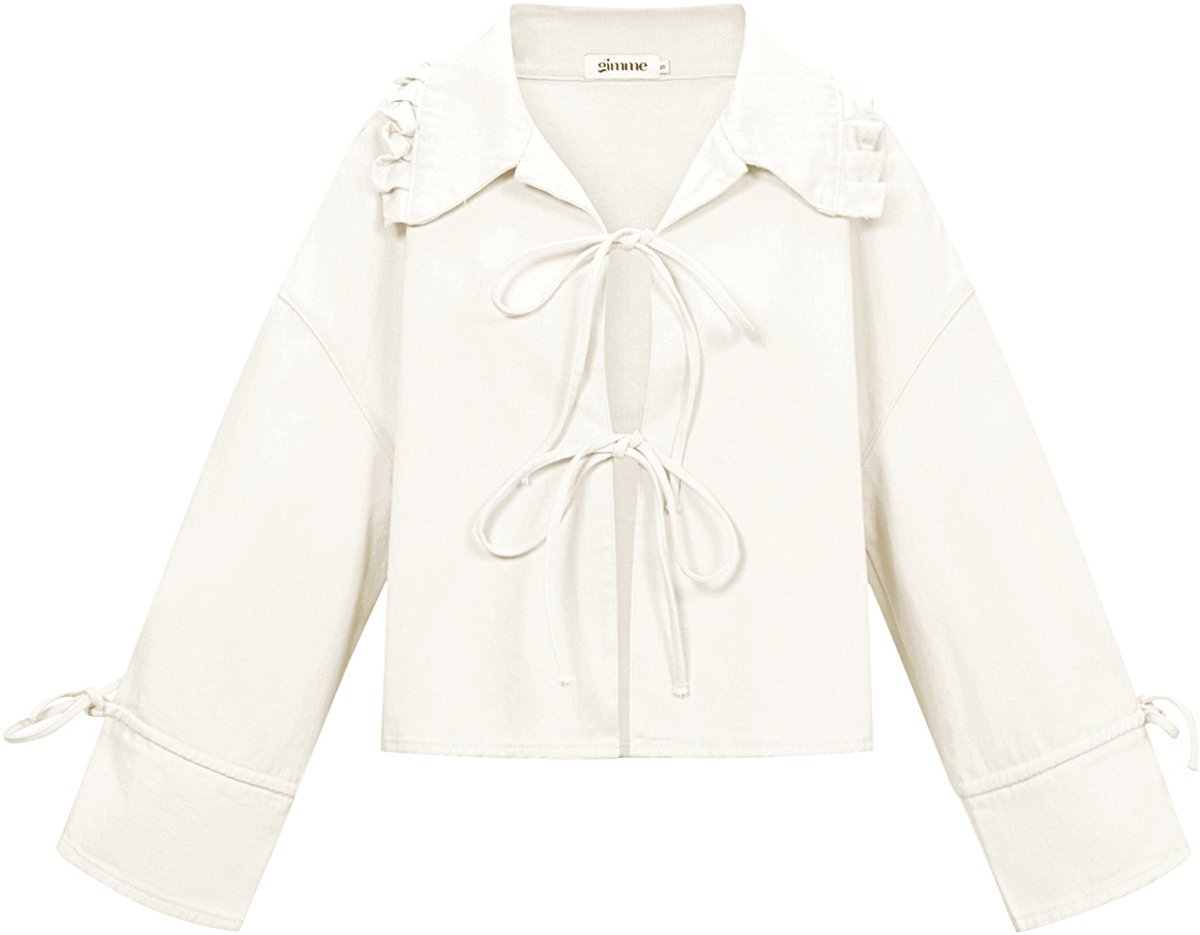 Comfortabel Dames 'Kiana' Jack met Strikdetails en Ruches - Gebroken Wit - Maat S