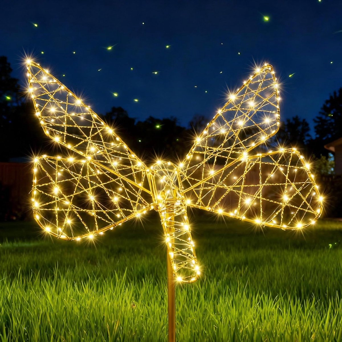 SnelShoppen - Flacchi Solar Lights Vlinder Vorm Buiten - 240 LED Waterdichte Metalen Tuinverlichting Buitenpad Tuinverlichting voor Tuin, Lawn, Feest,