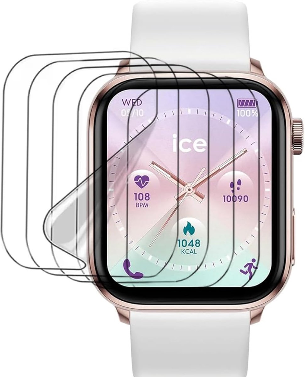 SnelShoppen - 5 Screen Protector Films voor Smartwatch 4.4 cm - Transparant, Flexibel, Hoge Resolutie, Touch Sensitive - Bescherming voor ICE Smart 3.
