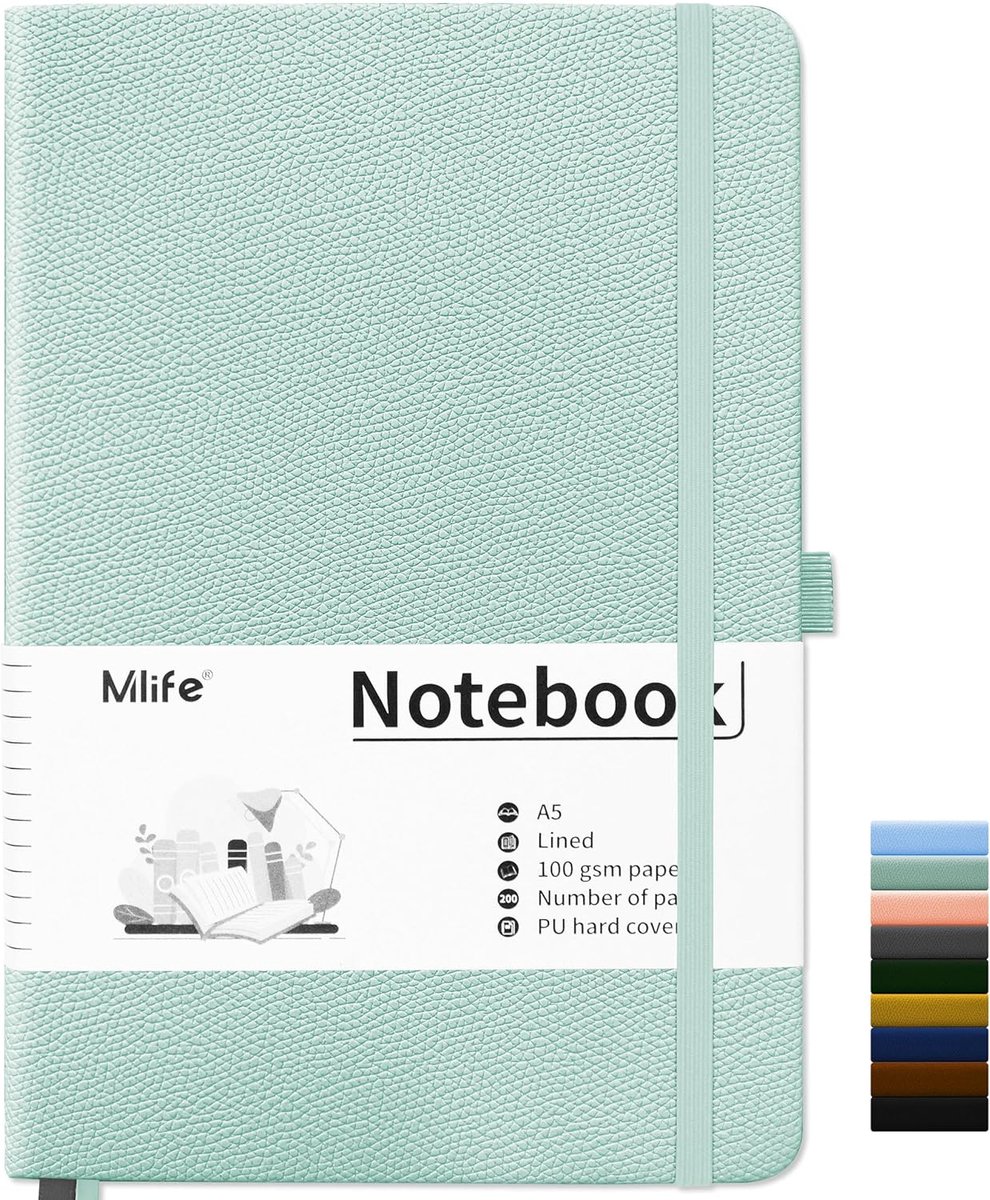 SnelShoppen - A5 Wirebound Notebook - 200 Pagina's - 100GSM Dikte - PU Hardcover - Binnenzak - Elastische Band - Notitieboek voor Kantoor, School, Thu