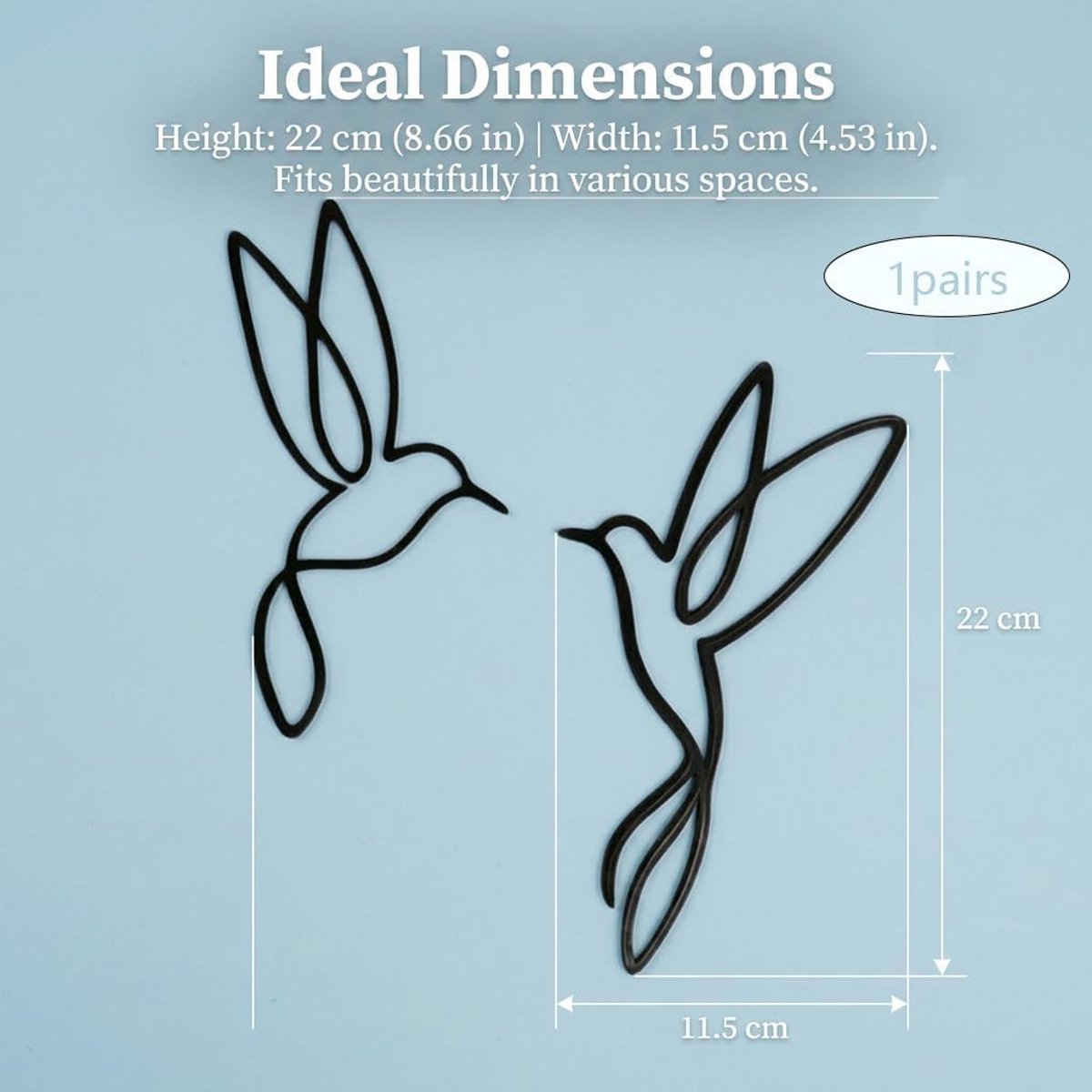 SnelShoppen - Set van 2 Decoratieve Vogels Zwart Metaal - Minimalistisch Silhouet Ornament Wanddecoratie voor Woonkamer en Raam - Elegante Binnen en B