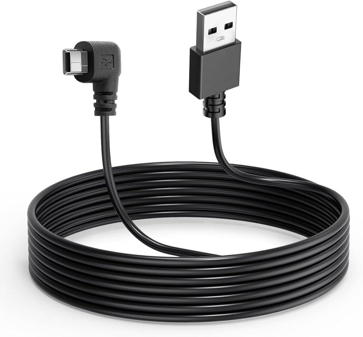 SnelShoppen - Mini Dash Cam Oplaadkabel 11.5FT L Hoek Adapter, Compatibel met Alle Mini Dashcams en Spiegelcamera's, Ideaal voor Auto DVR en Rijregist