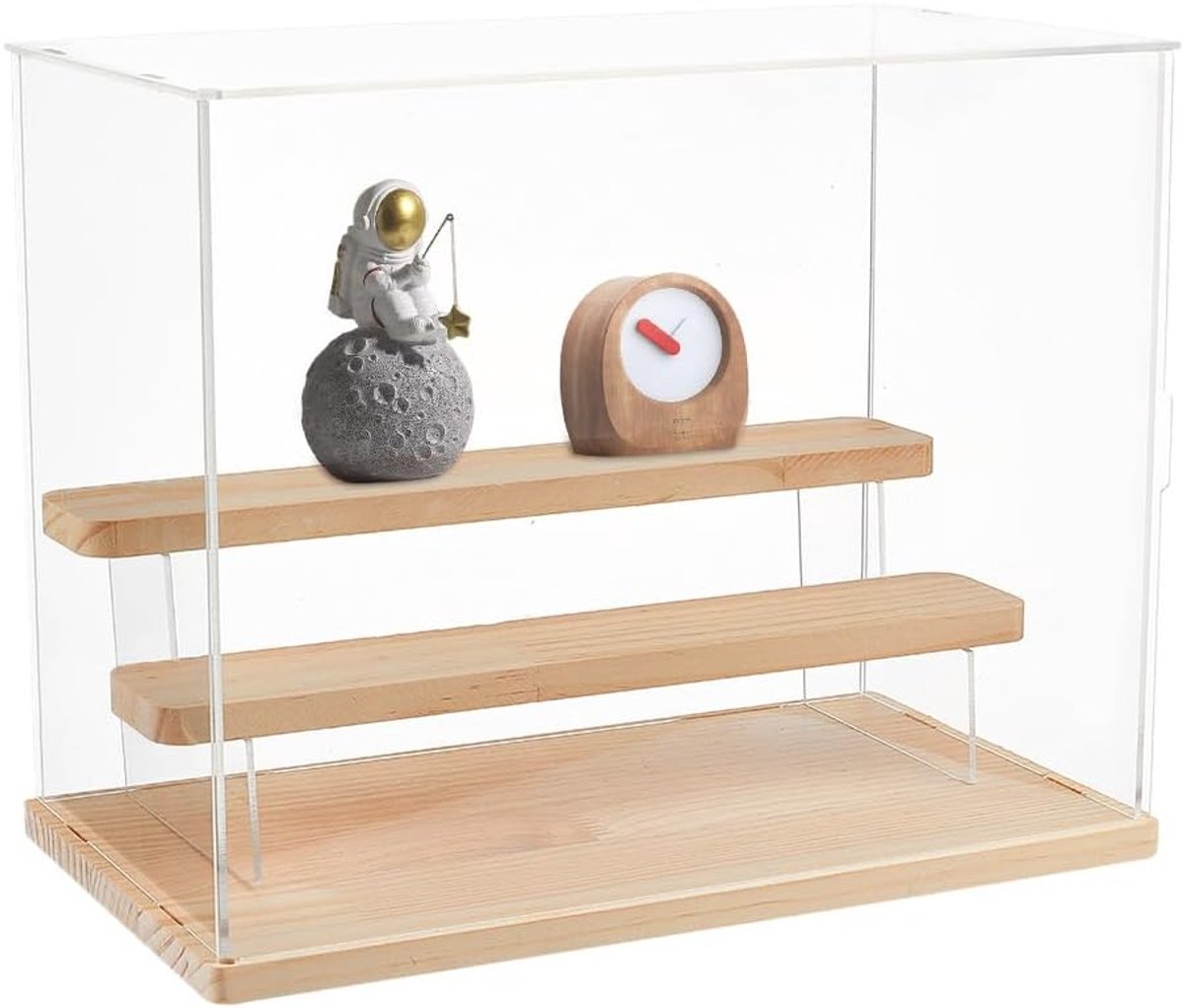 SnelShoppen - Acryl Display Case 2 Laags, 31.8x18x25 cm, Transparante Minifiguur Organiser, Stofdicht Showbox voor Verzamelobjecten en Knutselprojecte