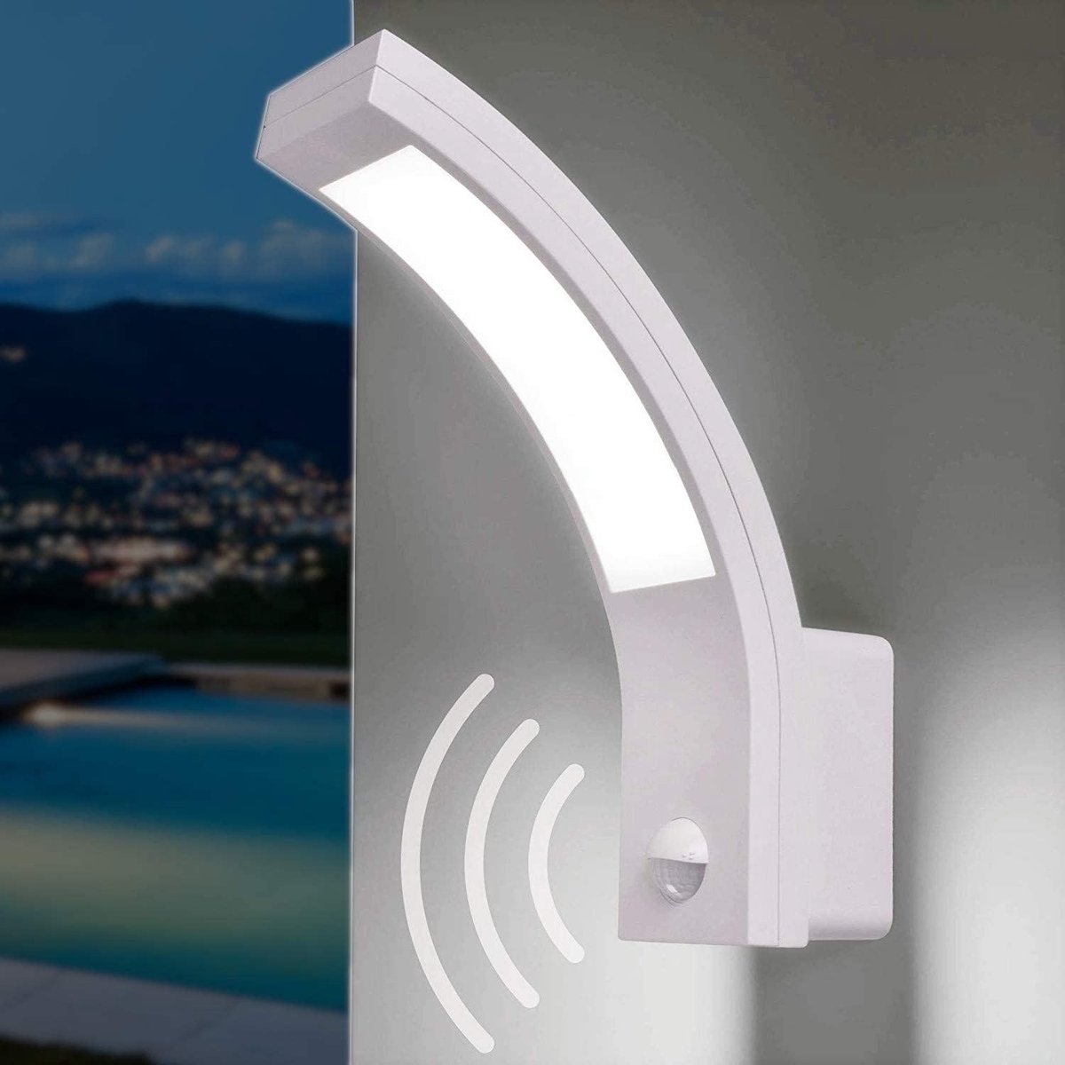 SnelShoppen - LED Tuinlamp 10W met Bewegingssensor 140° 800lm IP54 4000K Wit - Buitenverlichting voor Tuin, Oprit en Terras