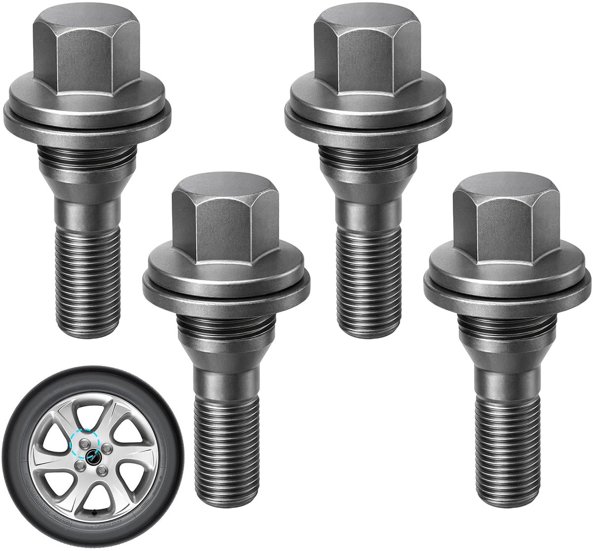 SnelShoppen - 4 Pcs Carbon Stalen Wielbouten M12 x 1.25mm Geschikt voor Citroen en Peugeot - Hoogwaardige Beveiliging en Duurzaamheid