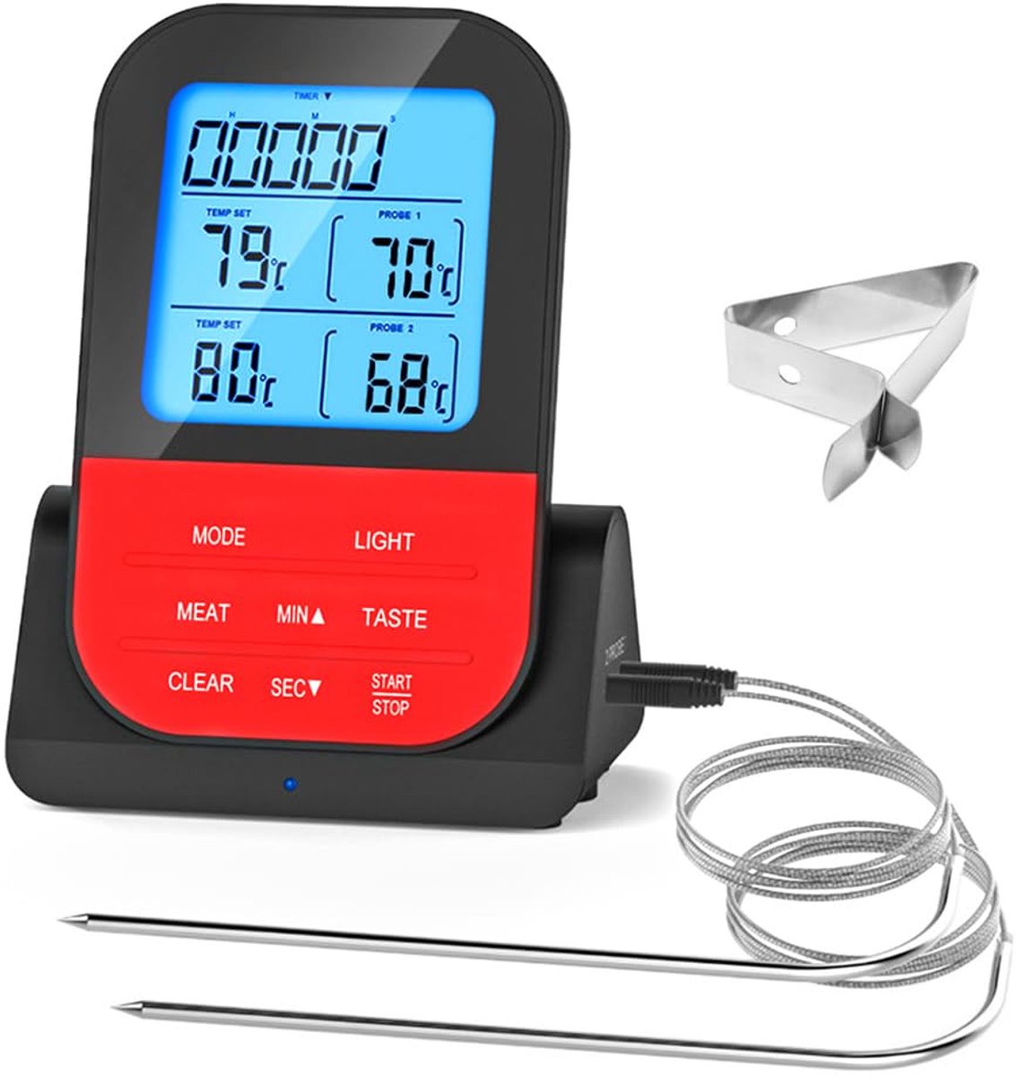 SnelShoppen - Draadloze Digitale Grillthermometer met Dubbele Probe - Waterproof en Programmeerbaar - Perfect voor Barbecue, Koken en Tuinfeest