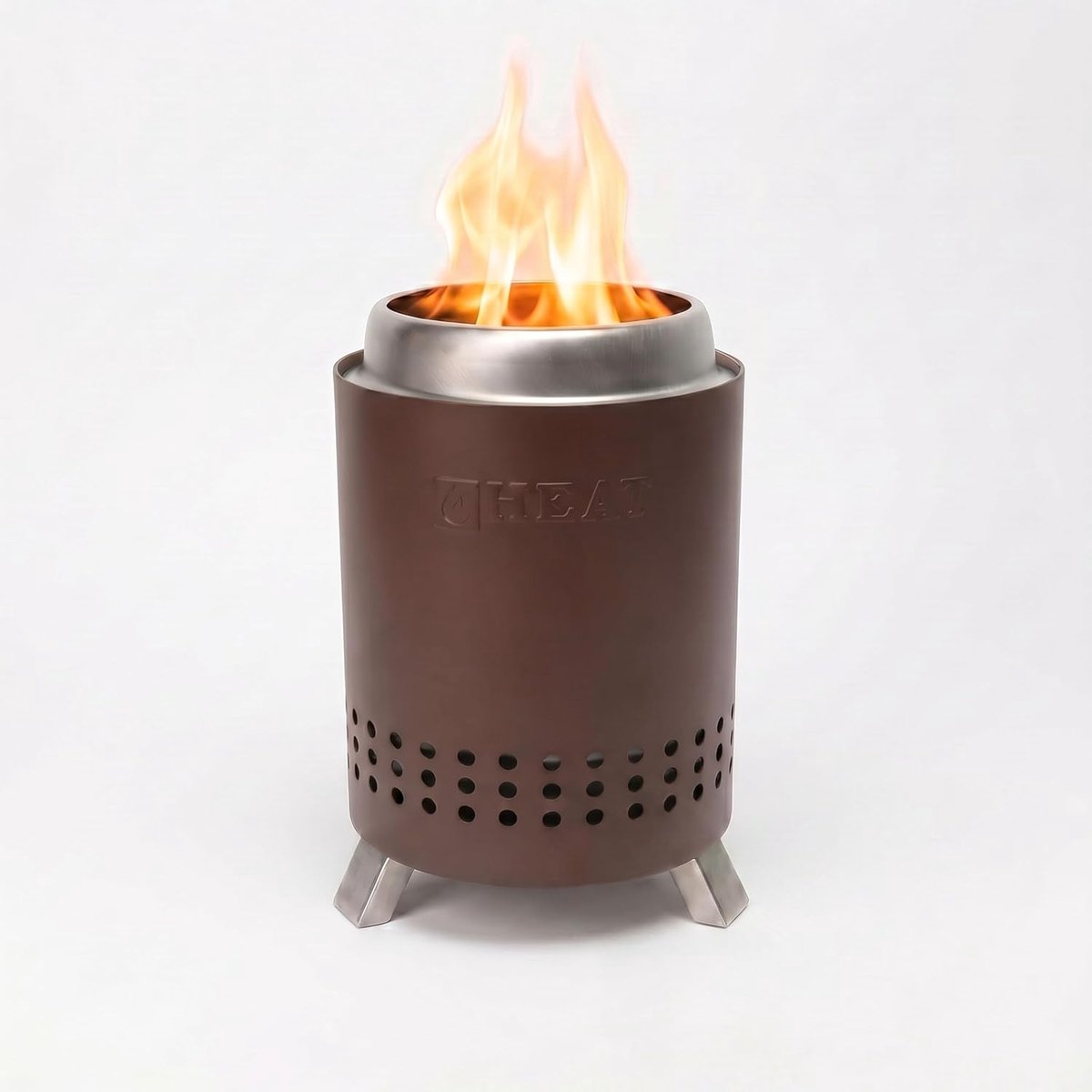SnelShoppen - Heat Rokfri Smoke-free Fire Pit - Compact Tuin Vuurkorf - 15x15x21cm - Bruin - Ideaal voor Balkon en Terras - Rookvrij en Veilig