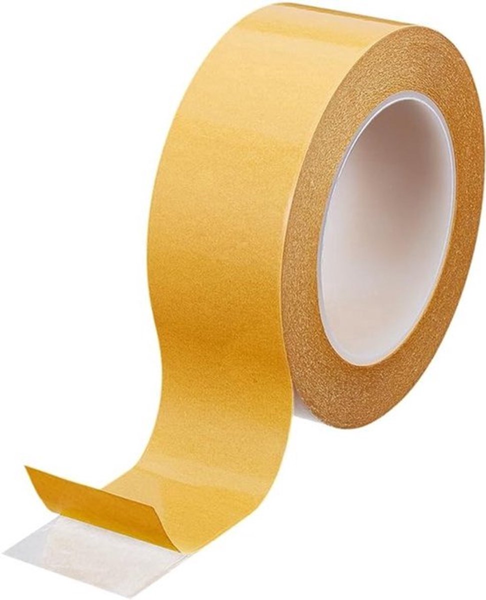 45 mm × 50 m Dubbelzijdige Transparante Tape voor Zwaar Gebruik - Sterk Klevend - Foto Ophangen - Tapijt Vastzetten - Doe-het-zelf