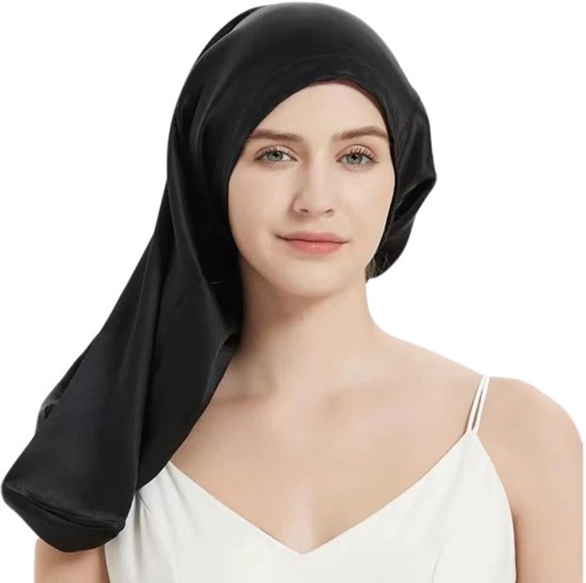 Bonnet Lange satijnen haarmuts, nachtmuts om te slapen, grote verstelbare slaapmuts, ademende zijden slaapmuts voor dames, zijden slaapmuts voor slaap, beschermt het haar voor de haarverzorging, zacht