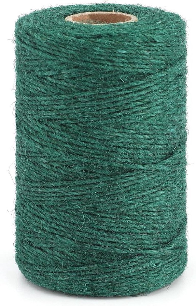 2 rollen jute koord 2 mm x 100 m - knutselkoord en bindkoord - groen
