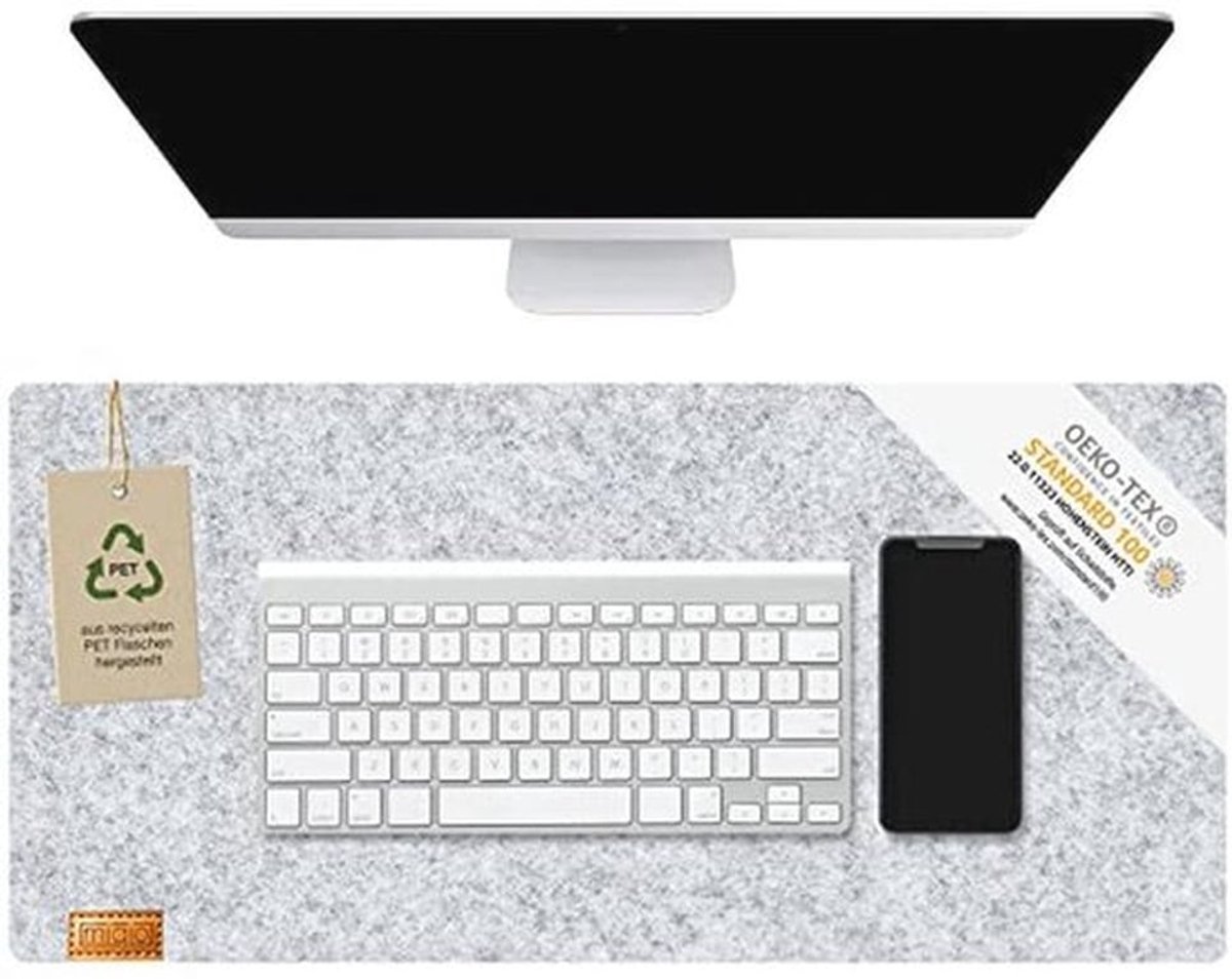 Duurzame Vilt Bureaumat | Wasbare Gaming-Muismat | Oekotex Gecertificeerde Computermatbeschermer | 68,6 x 33 cm