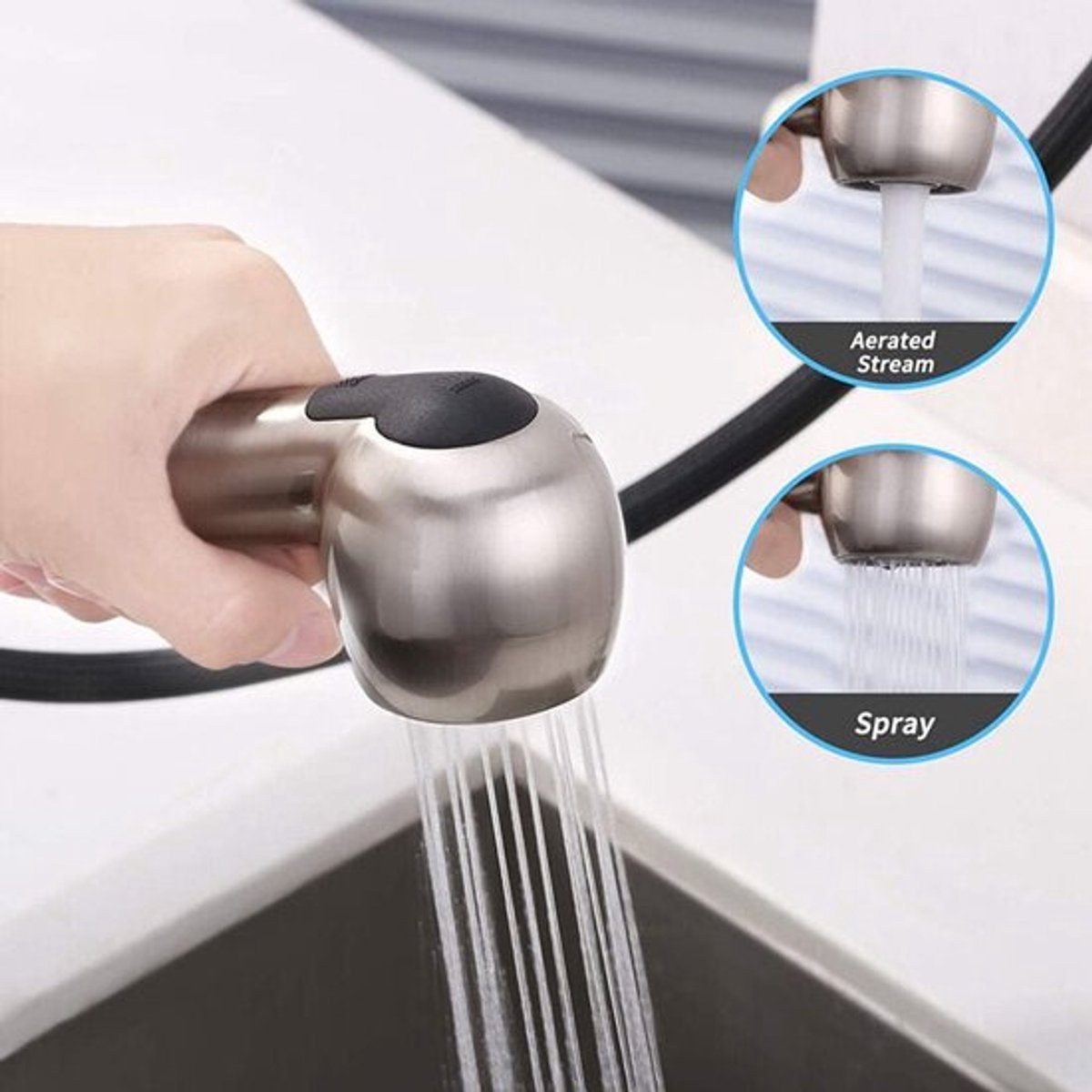 Keukenkraan Sproeikop - Badkamerkraan Sproeikop - Universele G1/2" Keukenkraankop - 2 Functies Badkamer Wastafelkraan - Voor Badkamer Gootsteen