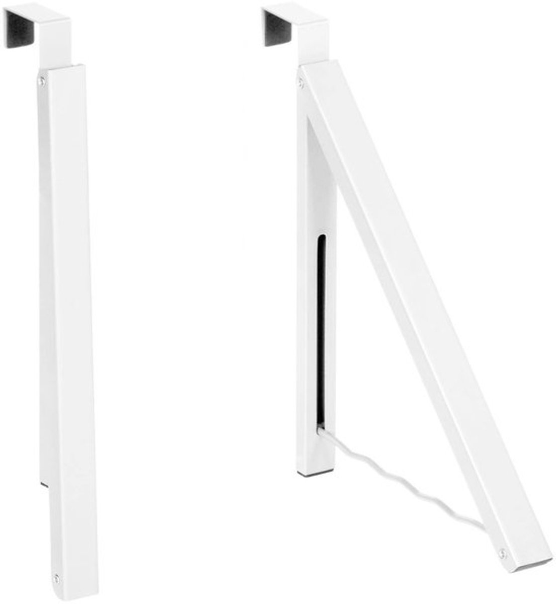 Deurrek met een opklapbare telescopische stang en verborgen deurhaken waarvoor niet geboord hoeft te worden, geschikt voor kleding, handdoeken, hoeden en ruimtebesparende opbergruimte in de kledingkast.