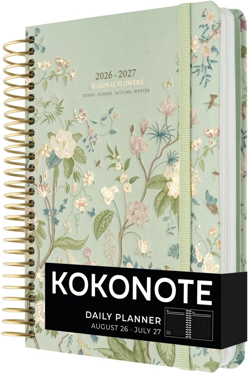 SnelShoppen - A5 Academische Agenda 2026-2027 Dag per Pagina - Seizoensbloemen Planner | Back to School, Mid Year Agenda voor Studenten, Aesthetic Sta