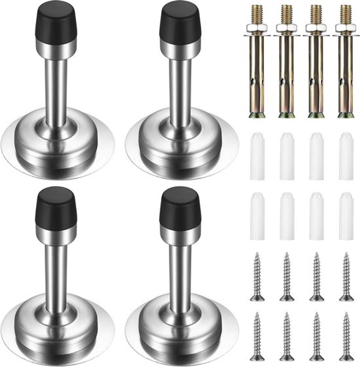 Deurstopper - Deurstop - 4 stuks - deurstoppers voor binnen - deurbuffer - deurvastzetter - Deurklem - Deurwig - Deurklink bescherming - Deurbescherming - Muurbescherming - deurwiggen - deur wig - Geborsteld