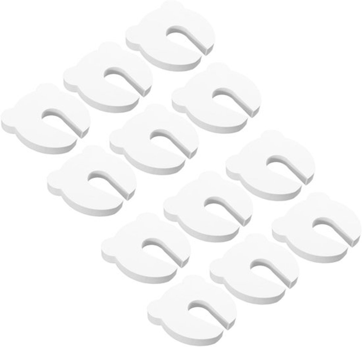 12 stuks - Babydeurstopper - Veiligheidsdeurstopper voor baby's - Veiligheidsdeurstopper voor kinderen - Schuimdeurstopper - Deurstopper tegen beknelling - Huisdierbestendig - Vingerbescherming - Vorm van een beer - Wit