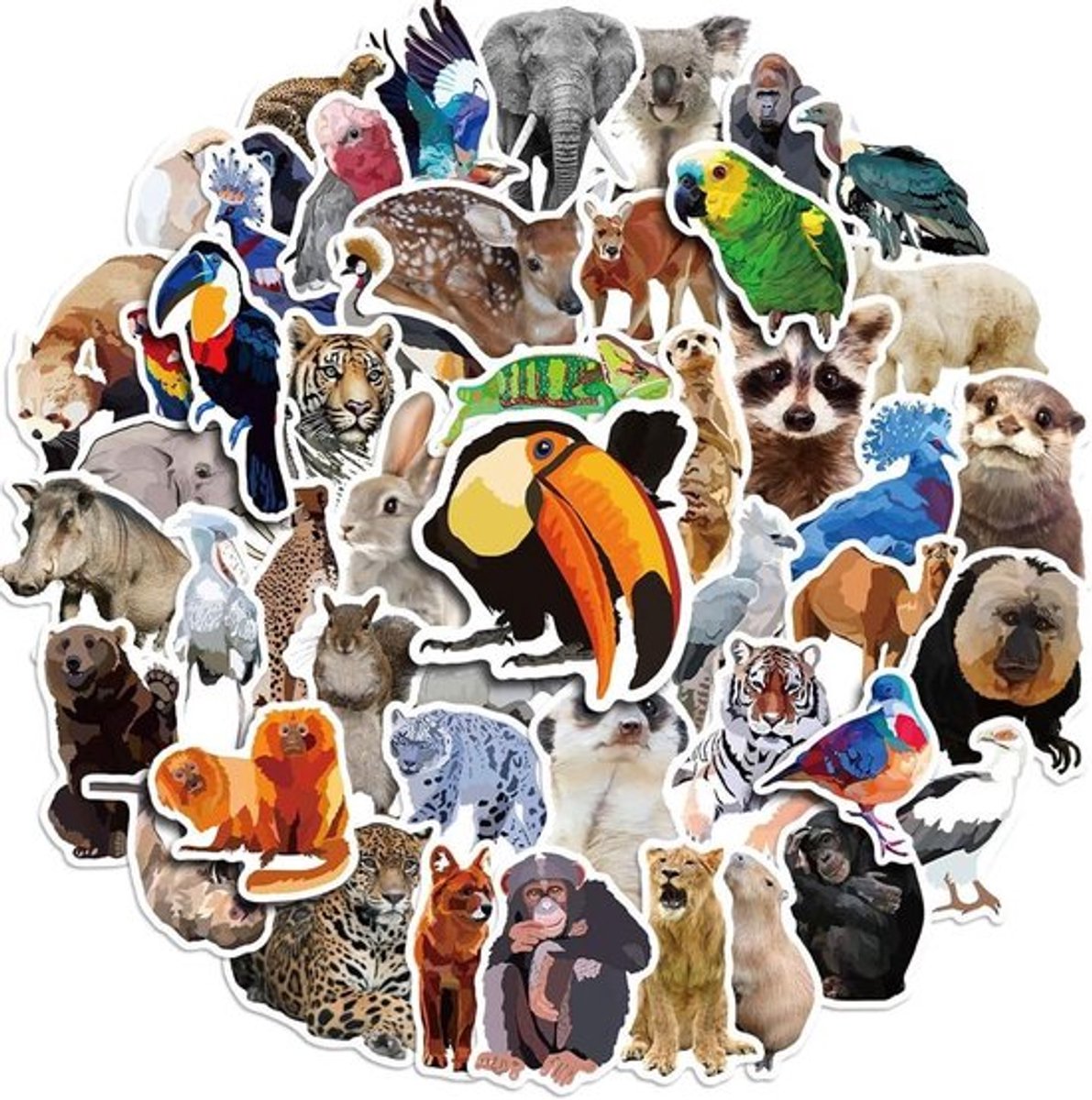 Stickers Dieren - Set van 200 Kleurrijke en Waterdichte Dierenstickers voor Kinderen - Geschikt voor Waterfles, Verzamelalbum en Feestaccessoires