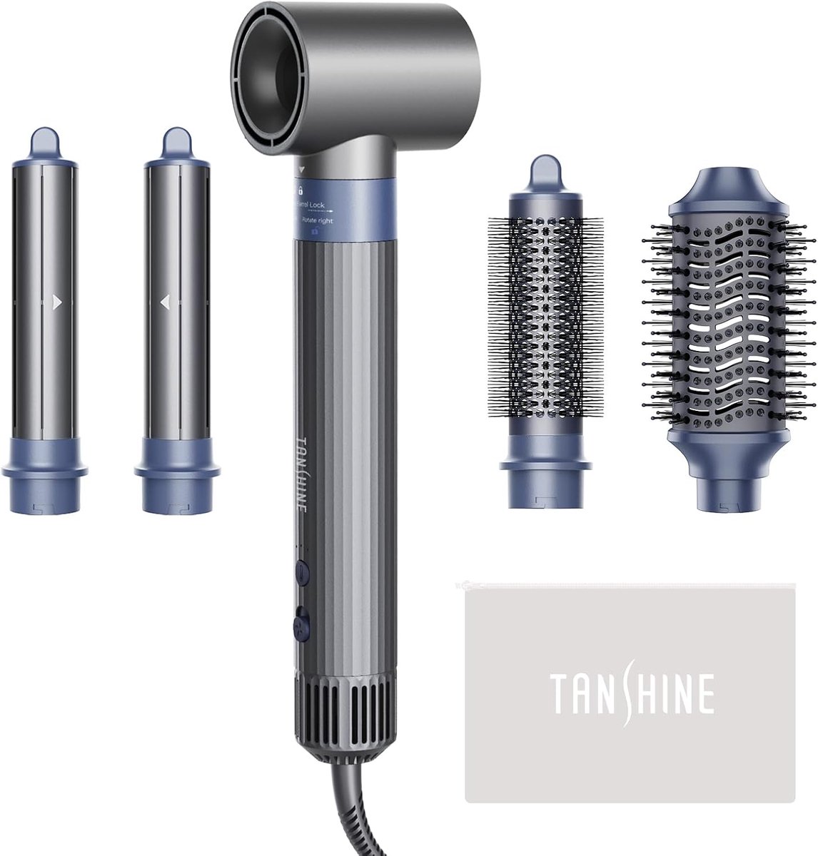 Thijox - 5-in-1 Haarstyler Auto Air Styler Set - 110.000 RPM Hoge Snelheid Ionische Haardroger - Heteluchtborstel, Föhnborstel, Warme Luchtborstel - P