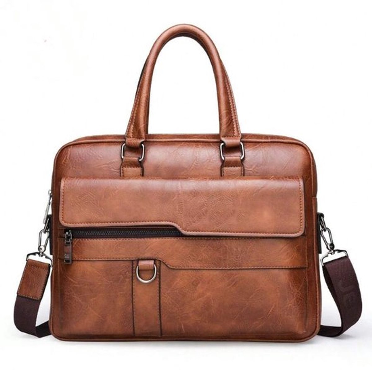Laptophandtas voor heren - zakelijke aktetas - PU-leer werktas - schoudertas hengseltassen - schoudertassen voor reizen, kantoor, reizen, school - waterdichte messenger bag - lichtbruin Retro