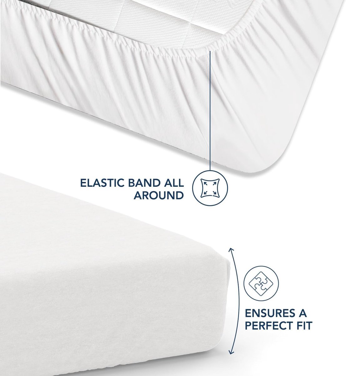 SnelShoppen - Fitted sheet 200x200 cm met 35 cm Hoed - 100% Microfiber - Off-White - Chemievrij (Oeko TEX) - Geschikt voor Dikke Matras - Volle Elasti